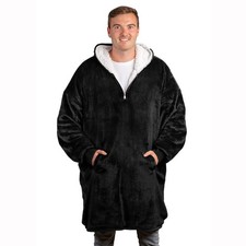 Oversized Hoodie Blanket Sweatshirt, Wearable Blanket Hoodie Men with Zip, Co...
