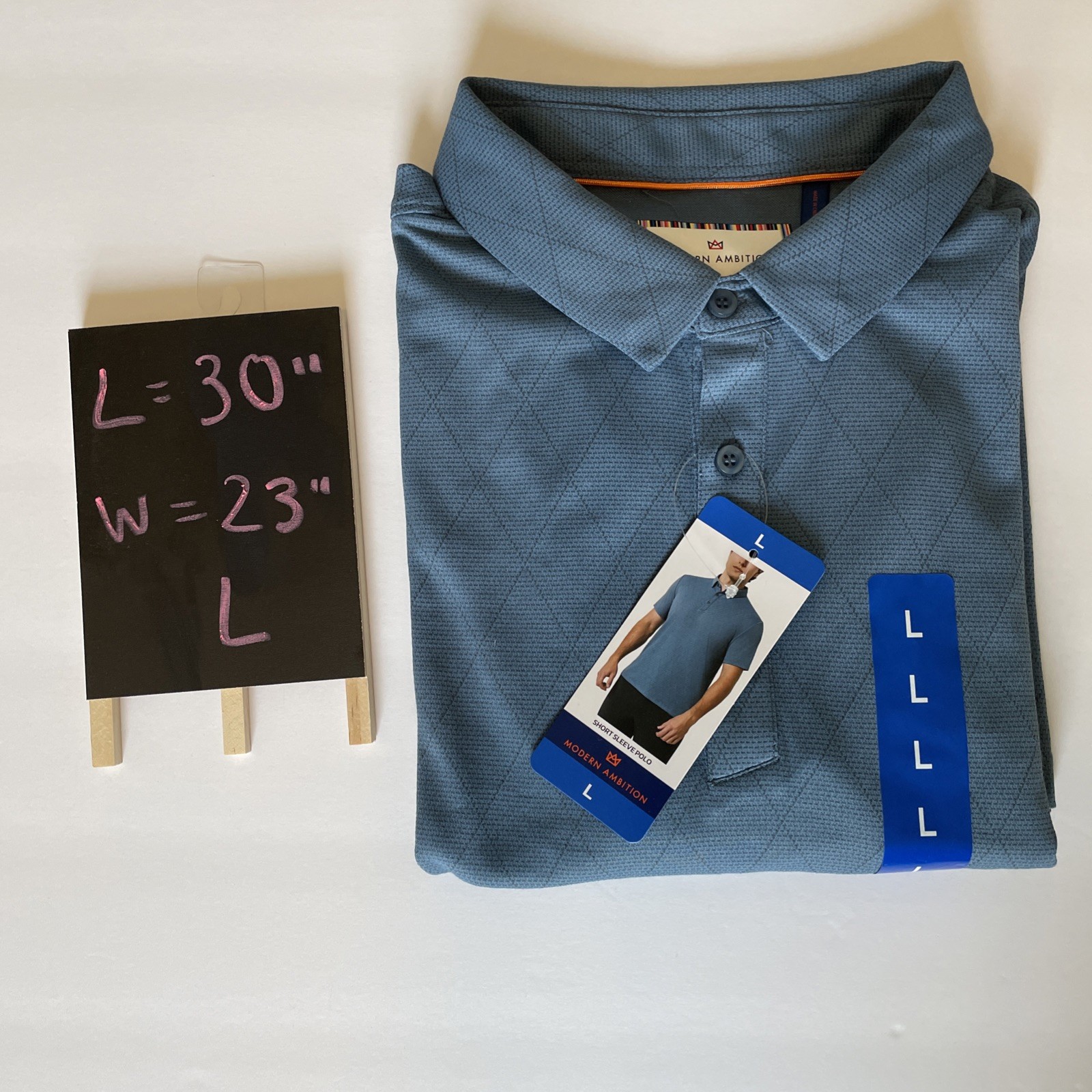 Modern Ambition Short Sleeve Shirt Moisture-Wicking Stretch Casual Large Blue