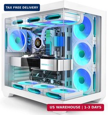 White ATX Gaming PC Case with 7 ARGB PWM Fans Type C Tempered Glass