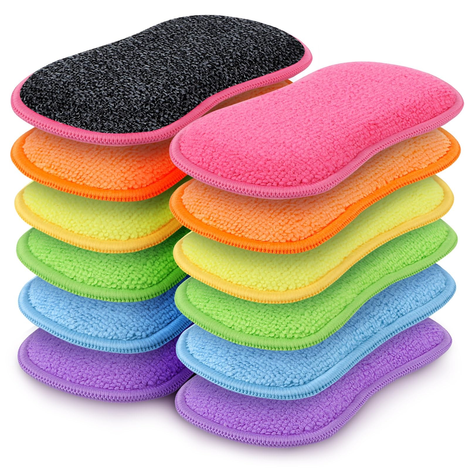 12 Pack Non-Scratch Scrub Sponges Kitchen Dish Pot Pan Cleaning Multicolor USA