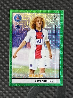 2020-21 Topps Merlin Chrome UCL - Xavi Simons #87 Green Mojo Refractor /99 (RC)