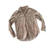 Beachlunchlounge Leopard Print Button Down Shirt Tan Brown Viscose Medium