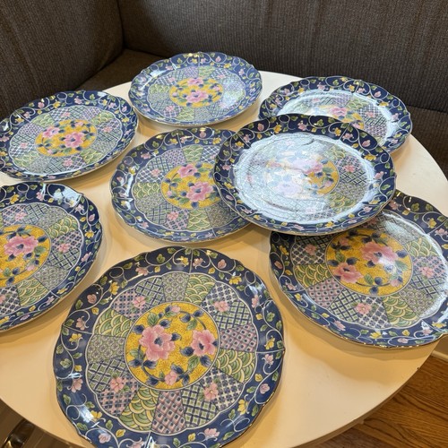 Set of 8 Gumps San Francisco Botan Pastel Imari Dinner Plates 10” - Picture 2 of 20