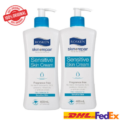 2x Rosken Sensitive Skin Cream 400ml Fragrance Free Paraben SLS Free Moisturiser