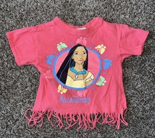 Vintage 1990s Disney Movie Pocahontas Fringed Cartoon T Shirt Youth Size 4