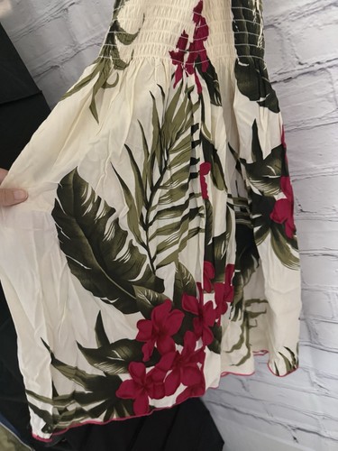 Favant NWOT Cream Deep Red Floral Elastic Tube Sun Dress 100% Rayon Girl's 8 - Picture 3 of 5