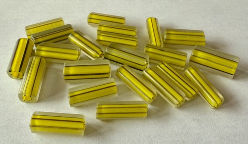 22 Vintage Yellow Hand Blown TUBE Beads w/ Stripe Handmade TUBE Ethnic 20mm