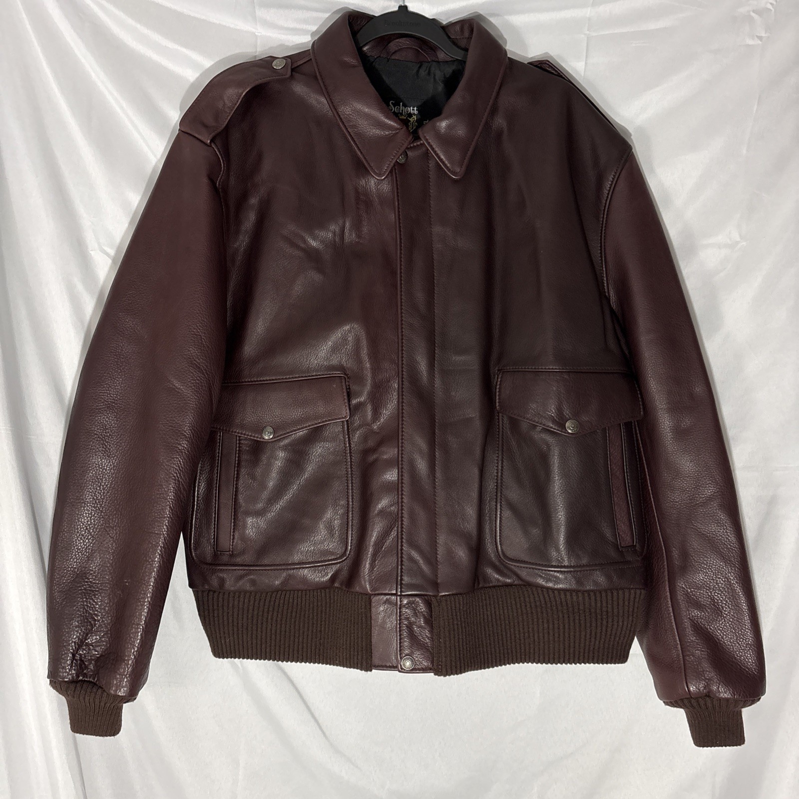 Schott NYC FLT5 Men's XXL Brown Leather Bomber Jacket, Made In USA, MINT