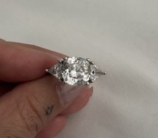 4Ct Cushion Created Diamond Ring, Sterling Silver Art Deco Engagement Ring