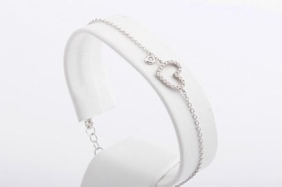 Herz Liebe Armband 750 18 Kt Weißgold Brillanten Diamant Länge 18,6 cm Neu! *