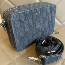 Dior Men SLG Mini Zip Messenger Bag - Tela e Pelle - Nero/Grigio - Come nuova