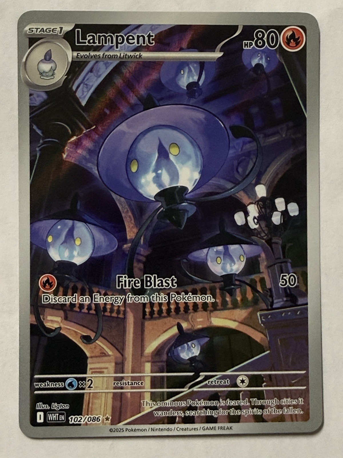 Pokemon White Flare Lampent 102/086 Illustration Rare