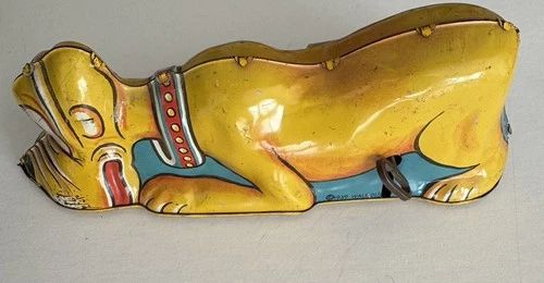 1939 Marx WALT DISNEY PRODUCTIONS PLUTO METAL WIND UP DOG TOY WORKS VTG Pat Nice