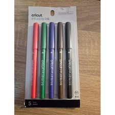 Cricut Infusible Ink Pens Cardinal Black Tawny Bright Green UV Violet 5pk 0.4mm