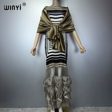 Pleated Elastic Slim Dress Beach Cover with Scarf Kaftan Abaya Dubai Luxury Part