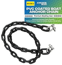 Anchor-Man PVC Coated Boat Anchor Chain with Stainless Steel Shackles, Black ...