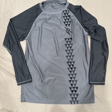 Da Hui Blue Long Sleeve Rash Guard Mens XL Swim Beach Surfing Skate BJJ Hawaiian