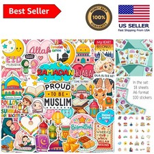 100 Islamic Stickers - Waterproof Decals for Laptop  Water Bottles, 5.8x4.13in