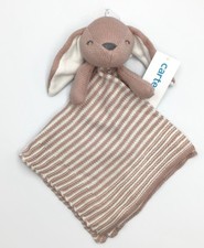 Carter's Knit Bunny Baby Lovey Pink White Security Blanket Soft Comfort