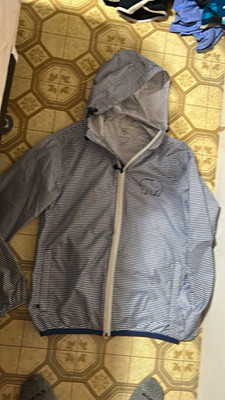 Ivory Ella Teens XS Blue/White Striped Hooded Full Zip Windbreaker Jacket