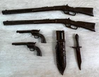 Vtg.  Johnny Marx BOTW  Accessories -Rifles, Revolvers, Knife & Sheath Lot of 6