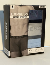 Express Cotton Stretch Boxer Briefs 3 Pack Multicolor Comfort Fit Size S