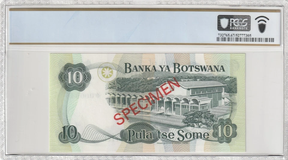 Botswana 10 Pula Certified PCGS Banknote UNC 67 PPQ CS1 SPECIMEN - Image 2 of 2