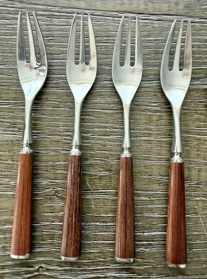 Vintage MCM Dansk Wood Accent Stainless Forks Spoons Lot of 16 Jens Quistgaard - Image 4 of 4