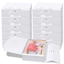 10PCS White Gift Box with Lids 10.6*7.8*3.1 Inches Paper Gift Box with Ribbon...