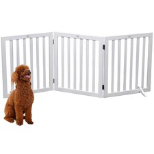 Dog Gate Wooden Freestanding Pet Gate3 Panel 23.6" Height White Indoor Dog Fe...