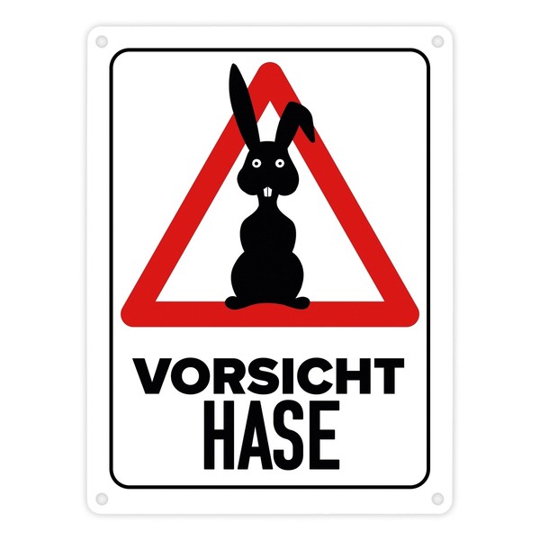 Vorsicht Hase Metallschild In 15X20 Cm Mit Hasen Silhouette-image