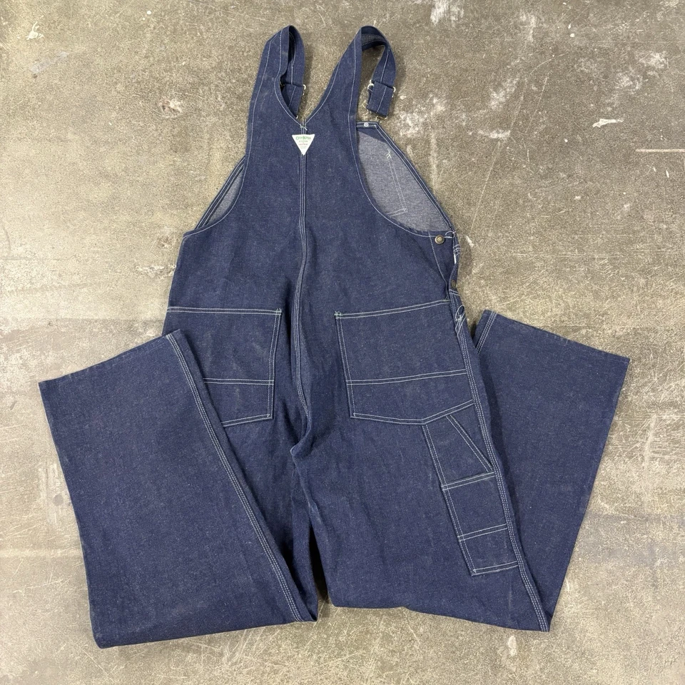 Vintage 1970s Osh Kosh Raw Denim Overalls Made In USA NWOT Mens Size 36 X 32 - Image 2 of 4