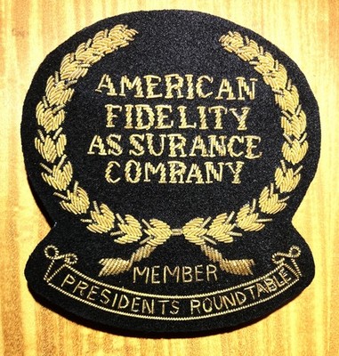 GEMSCO NOS WIRE BULLION PATCH AMERICAN FIDELITY ASSURANCE CO - OK