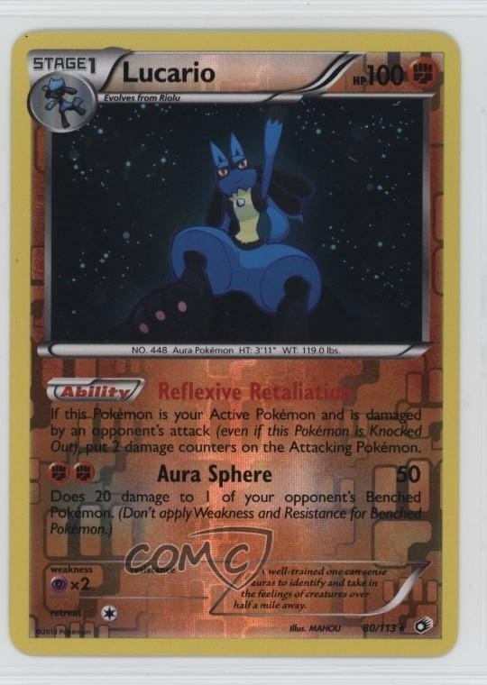 Lucario Reverse Foil Pokemon Black & White Legendary Treasures #80