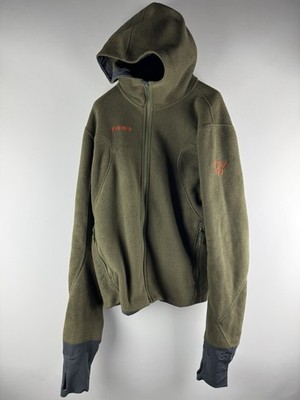 Norrøna Narvik Warm3 Polartec Fleece Jacket Men s Size L Olive Green Hooded