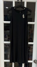 NWT Ann Taylor Women's Black Sleeveless Split Neck Back Dress Small
