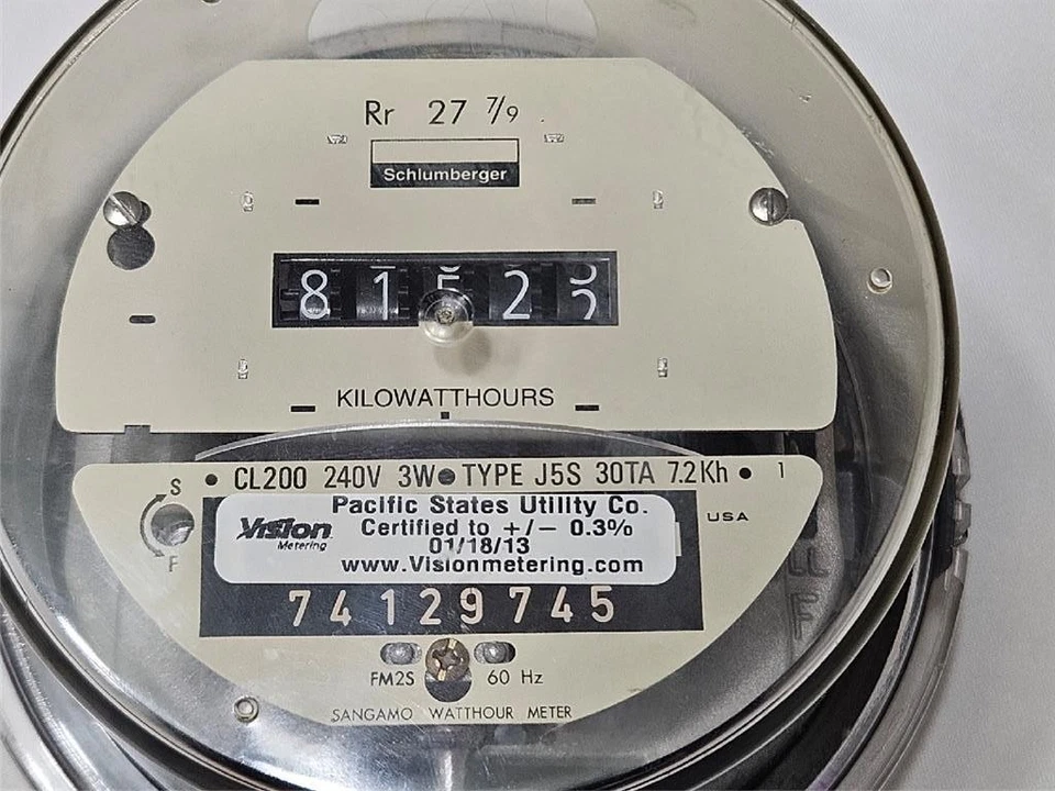 Schlumberger Type J5S Watthour Meter 240V 3W CL200 7.2Kh 60Hz - Image 2 of 4