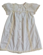 Vintage 1950s Baby Ivory Cotton Dress Hand Made Size Approx 12-18 months