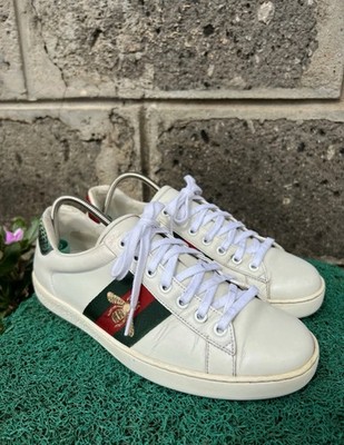 Gucci Men's Ace Embroidered Bee Leather Lace-Up Sneakers Sz U.S 6 || UK 5.5