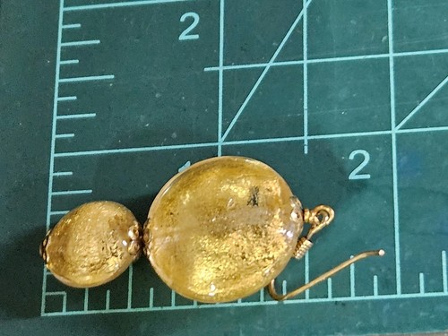 Vintage Goldfolie Murano Glas Perlen Sterlingsilber Vermeil Ohrhänger - Bild 14 von 16