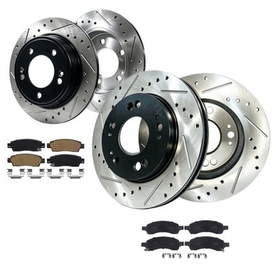 Front Rear Drilled Rotors Brake Pads Kit for GMC Acadia Saturn Outlook 2007-2010