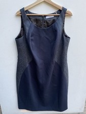 Tahari Color Block Textured Exposed Zipper Sheath Dress Navy Blue Size 14