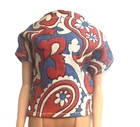 Vintage 1970's Barbie MOD Fashion CLONE Red, White & Blue Paisley Snap Top ~ EXC