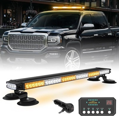 XRIDONSEN 28.4'' 80 LED Roof Top Strobe Light Bar Amber White Amber/White 