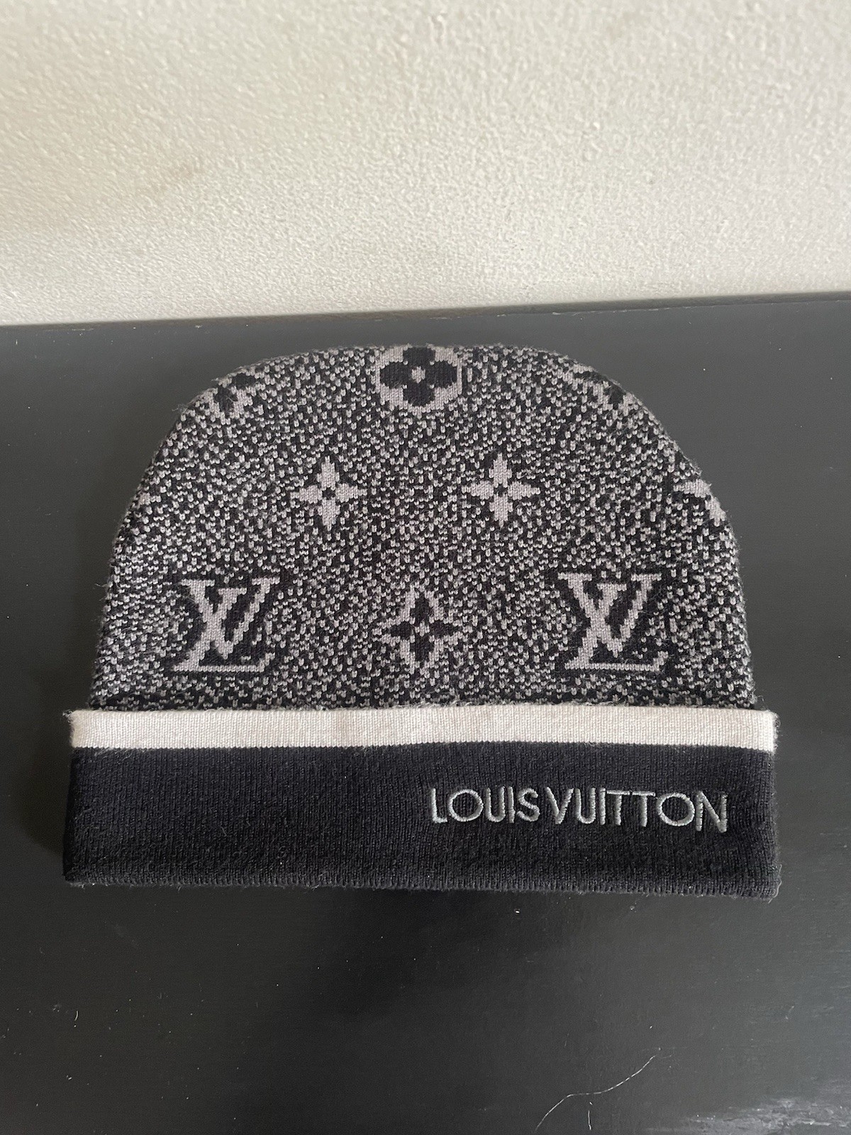 Louis Vuitton My Monogram Eclipse Beanie in Black and Gray