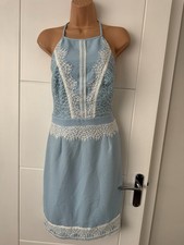 Lipsy London Blue Lace Halter Neck Bodycon Midi Dress Occasion Womens UK 14