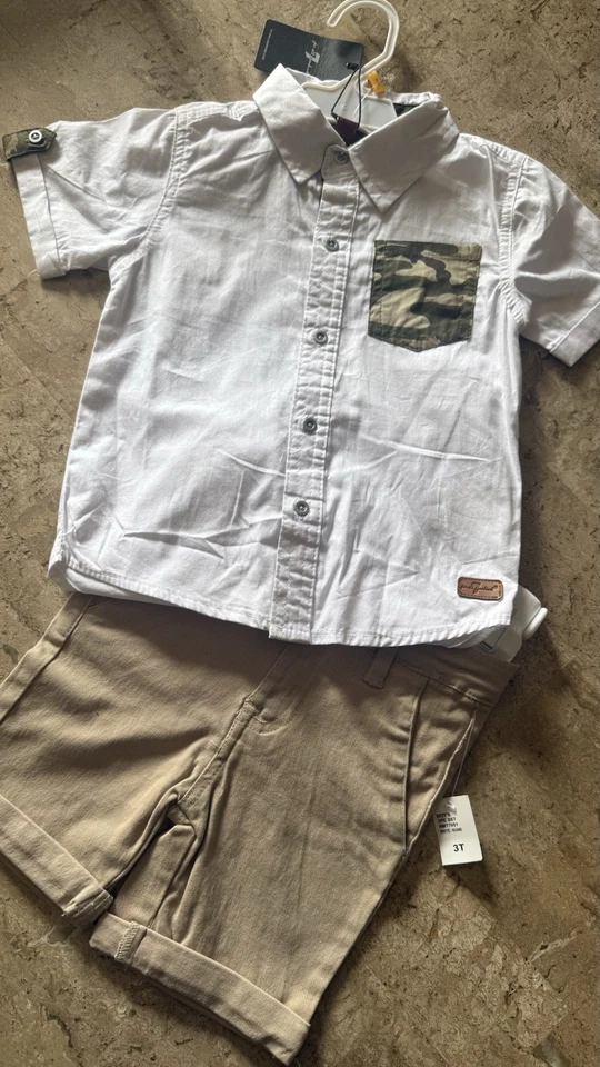 7 for All Mankind NWT Boys 2-Pc Short Set Spring Trendy Toddler Boy 3T - Image 2 of 4