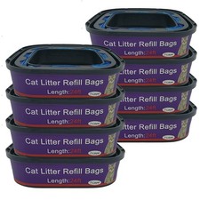 8 Pack Cat Litter Refill Bags Cartridge with Genie Cat Litter Standard and Pl...