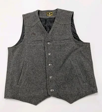 Mens Wyoming Traders Virgin Wool Vest Gray Western Cowboy Ranchwear Sz M