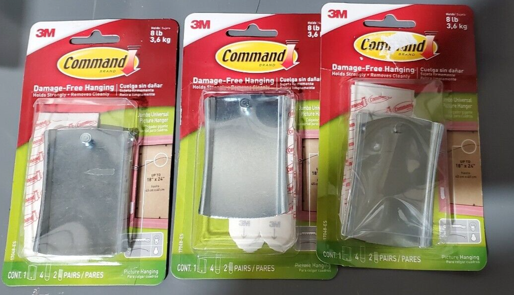 Command Jumbo Universal Bilder- & Kleiderbügel, 3 Stück – Trägt Bis 8 Pfund (ca. 3,6 Kg), Rückstandslos Entfernbar